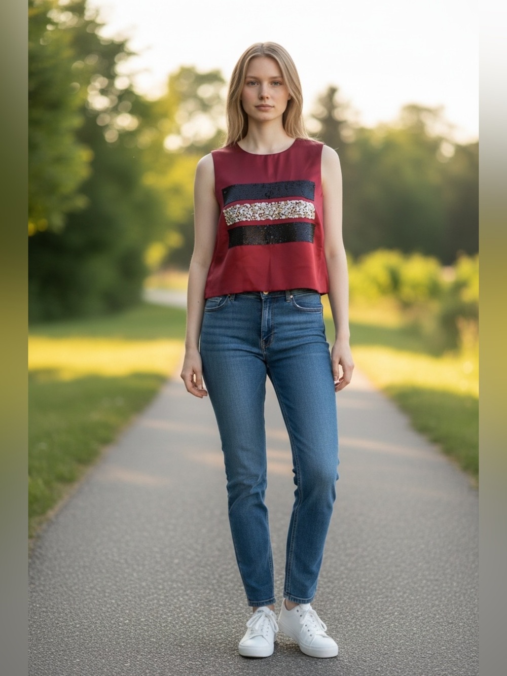 Milly Jewel Embellished Sleeveless Blouse Bordeaux Sz 8 NWT